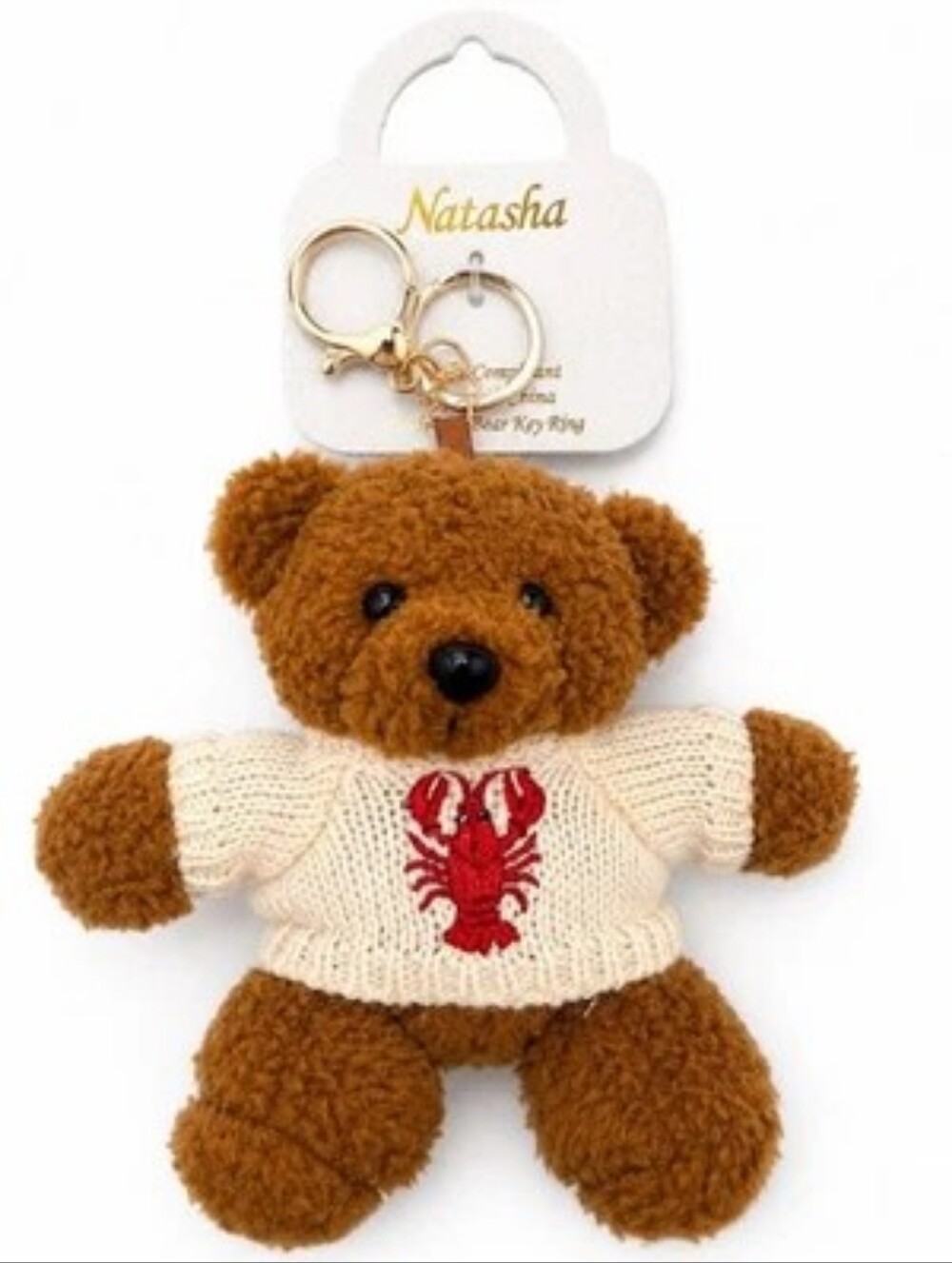 π§ΈTeddy Bear Keychain with Cream Sweater & π¦Lobster Large Keychain Bag Charm NW